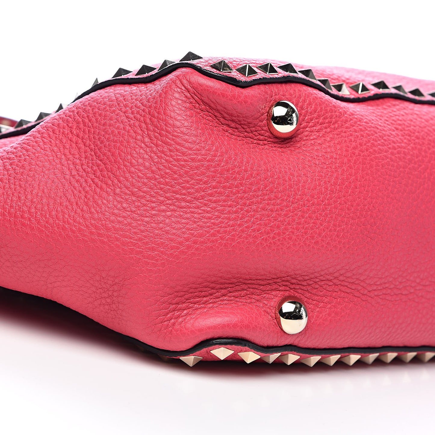 Pebbled Calfskin Medium Rockstud Tote Deep Fuxia