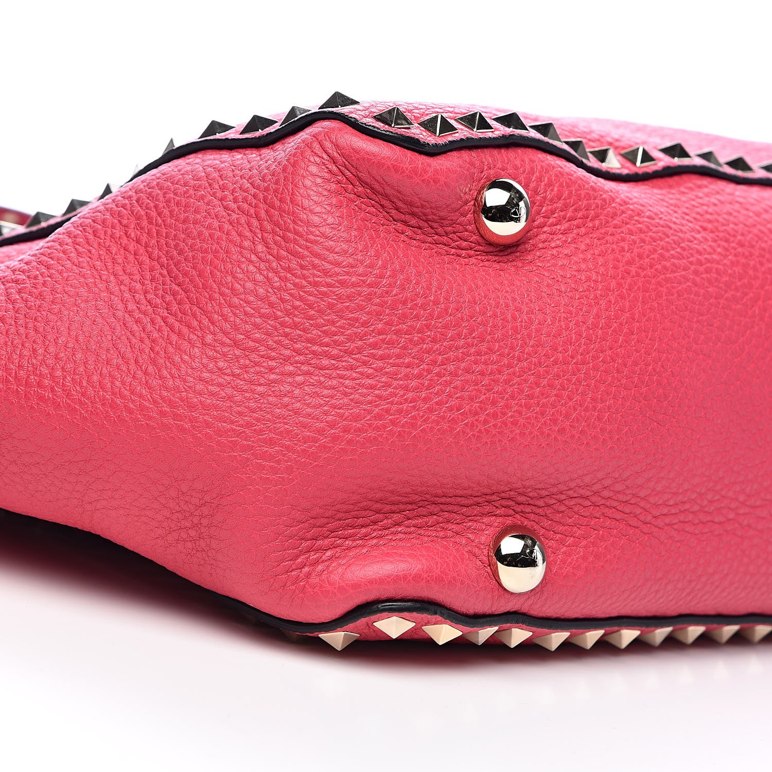 Valentino Garavani Pebbled Calfskin Medium Rockstud Tote Deep Fuxia 8 of 10