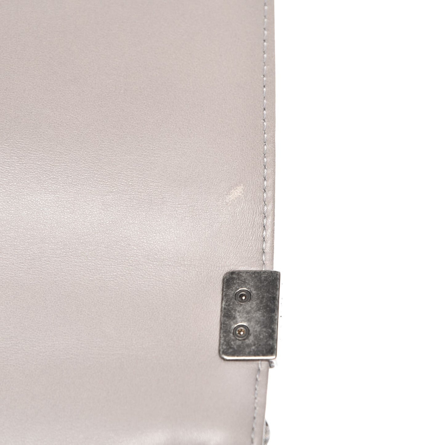 Lambskin Quilted Large Boy Flap Grey