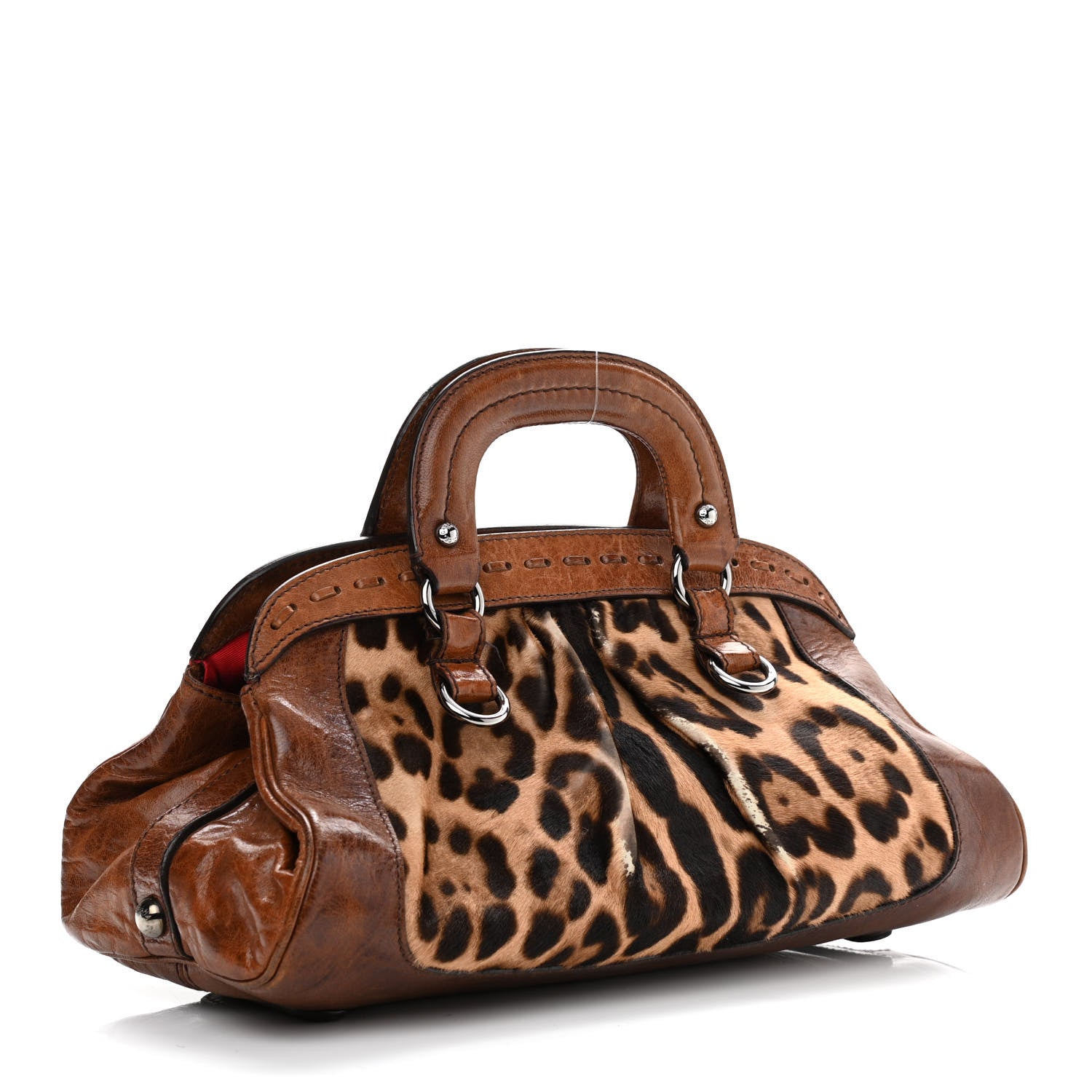 Dolce & Gabbana Calf Hair Leopard Print Miss Romantique Satchel Tan 3 of 13