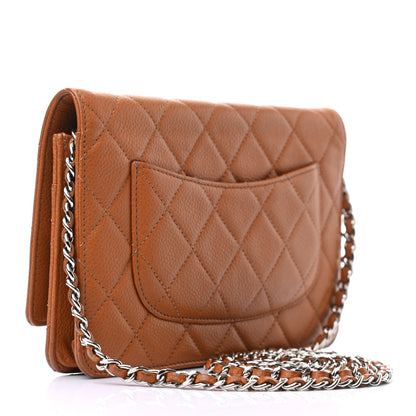 Chanel Caviar Quilted Wallet On Chain WOC Light Brown 2 of 10
