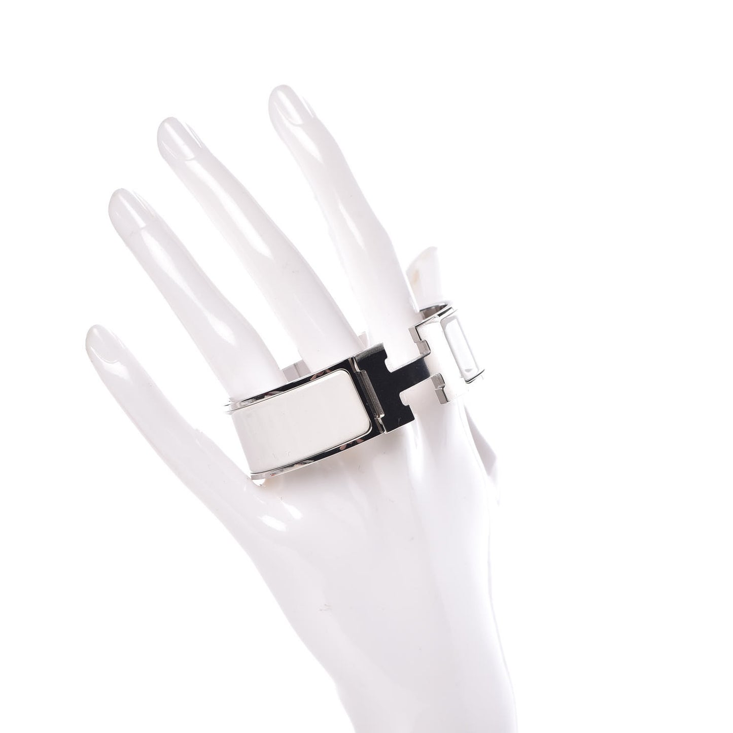 Enamel Wide Clic Clac H Bracelet GM White