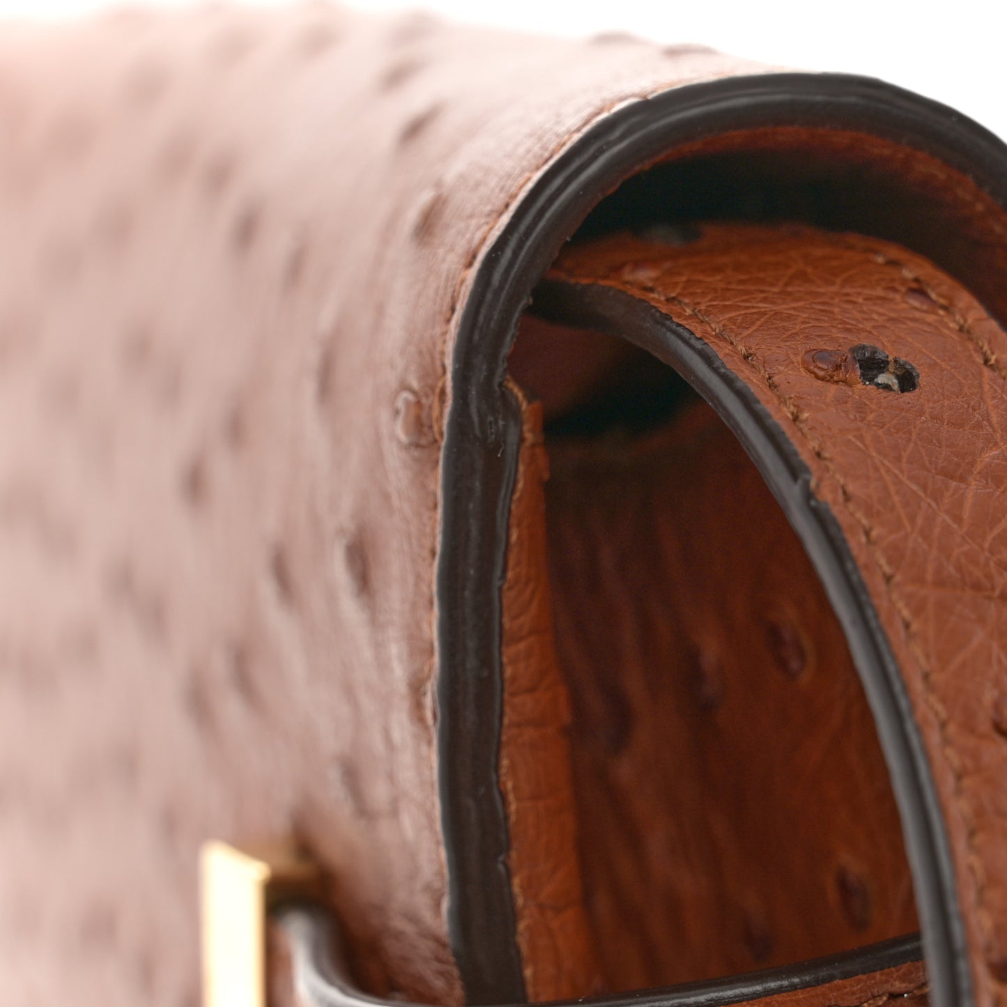 Ostrich Small Manhattan Shoulder Bag Cognac