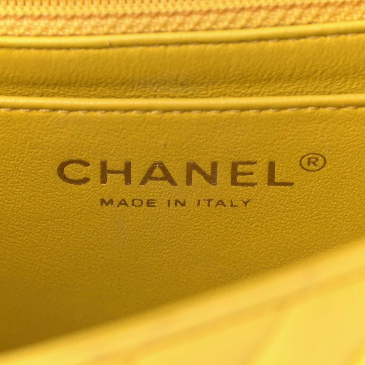 Chanel Lambskin Chevron Quilted Mini Square Flap Yellow 6 of 11