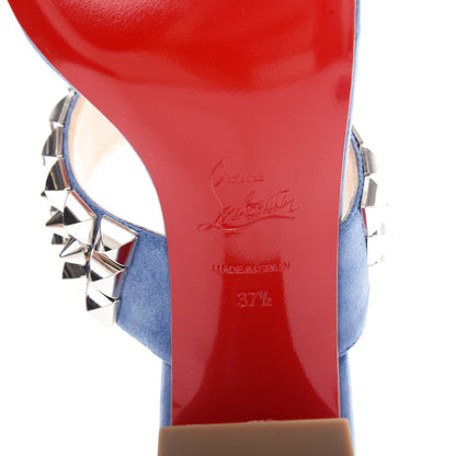 Christian Louboutin Suede Studded Tina Goes Mad 55 Slide Sandals 37.5 Version Jeans 9 of 10