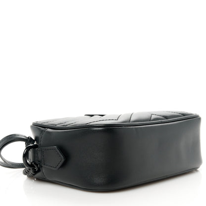 Gucci Calfskin Matelasse Monochrome Mini GG Marmont Chain Shoulder Bag Black 9 of 10