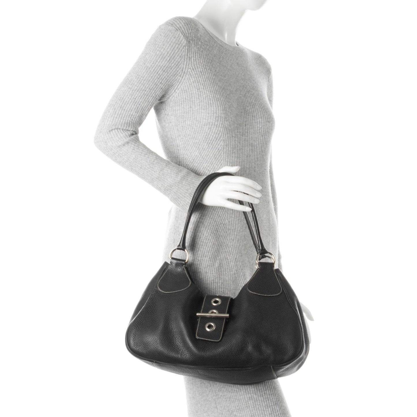 Vitello Daino Shoulder Bag Black