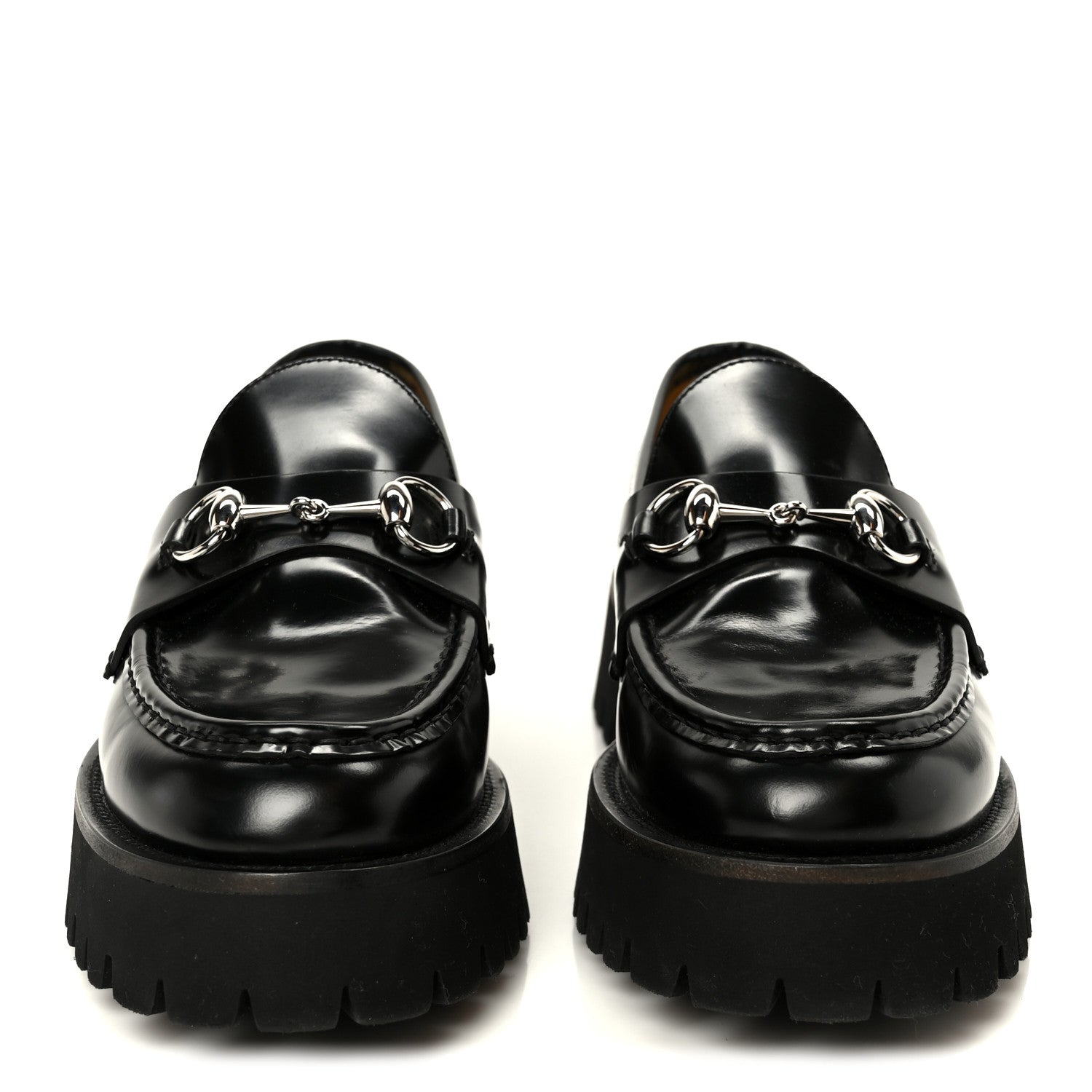 Gucci Cordovan Lux Womens Horsebit 45mm Platform Loafers 41 Black 3 of 10