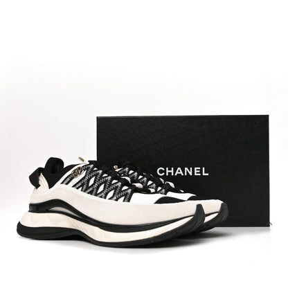 Chanel Fabric Suede Calfskin Sneakers 41 White Black 9 of 9