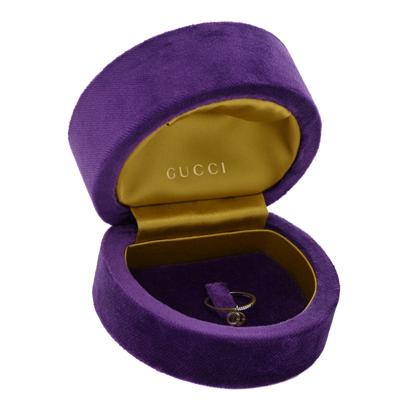18K White Gold Running G Charm Ring 50 5.25