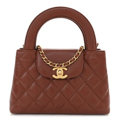 Chanel Shiny Aged Calfskin Quilted Nano Kelly Shopper Brown 1 of 11