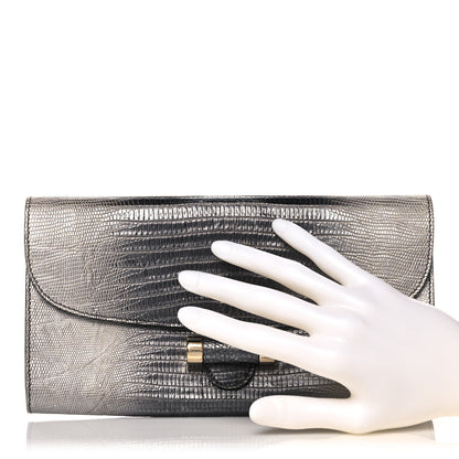 Saint Laurent Ombre Lizard Muse Clutch Silver 2 of 14