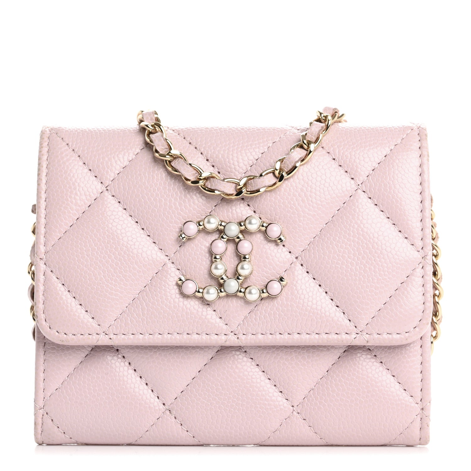 Chanel Caviar Quilted Coco Candy Card Holder On Chain Light Pink 1 of 19