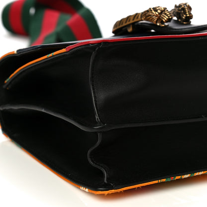 Gucci Satin Calfskin Bamboo Web Tokyo Print Medium Dionysus Top Handle Bag Giallo Multicolor Blue Agata Hibiscus Red 8 of 40