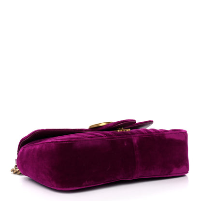 Gucci Velvet Matelasse Small GG Marmont Shoulder Bag Fuchsia Violet Cyclamen 3 of 10