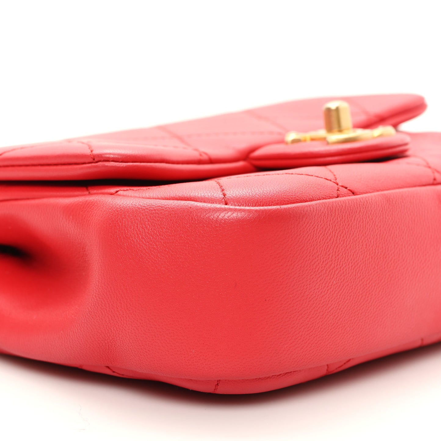 Lambskin Quilted Small Circular Handle Bag Brilliant Rouge