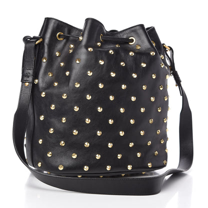Alexander McQueen Calfskin Studded Padlock Bucket Bag Black 3 of 11