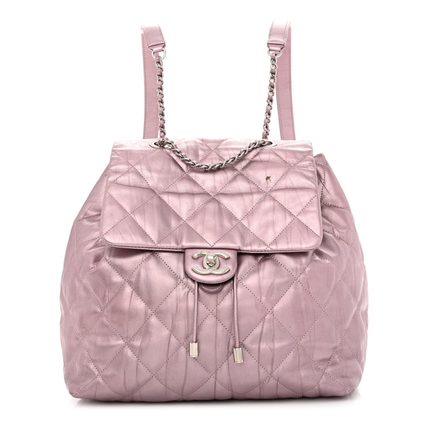 Iridescent Calfskin Quilted Ground Control Backpack Pink