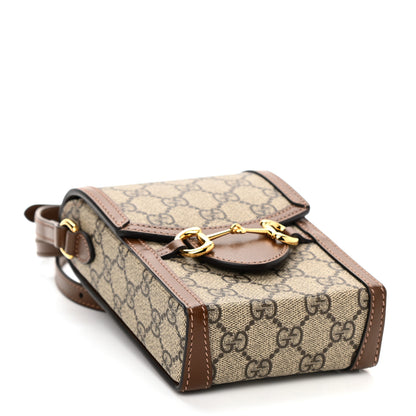 Gucci GG Supreme Monogram Mini Horsebit 1955 Crossbody Bag Beige Brown Sugar 4 of 8