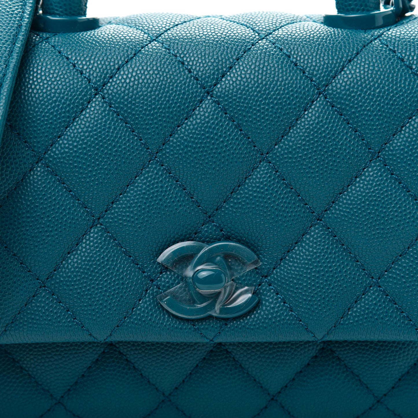 Caviar Quilted Incognito Extra Mini Coco Handle Flap Dark Turquoise