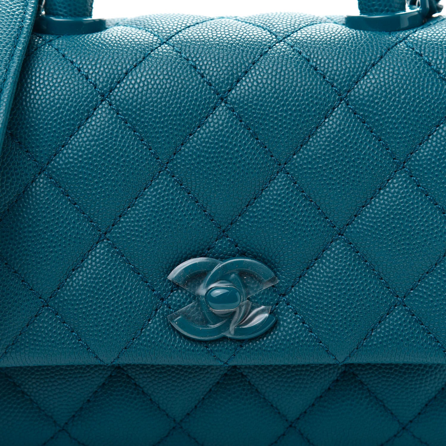 Chanel Caviar Quilted Incognito Extra Mini Coco Handle Flap Dark Turquoise 10 of 11