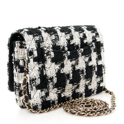 Chanel Tweed Quilted Wallet On Chain WOC Black Ecru White 3 of 12