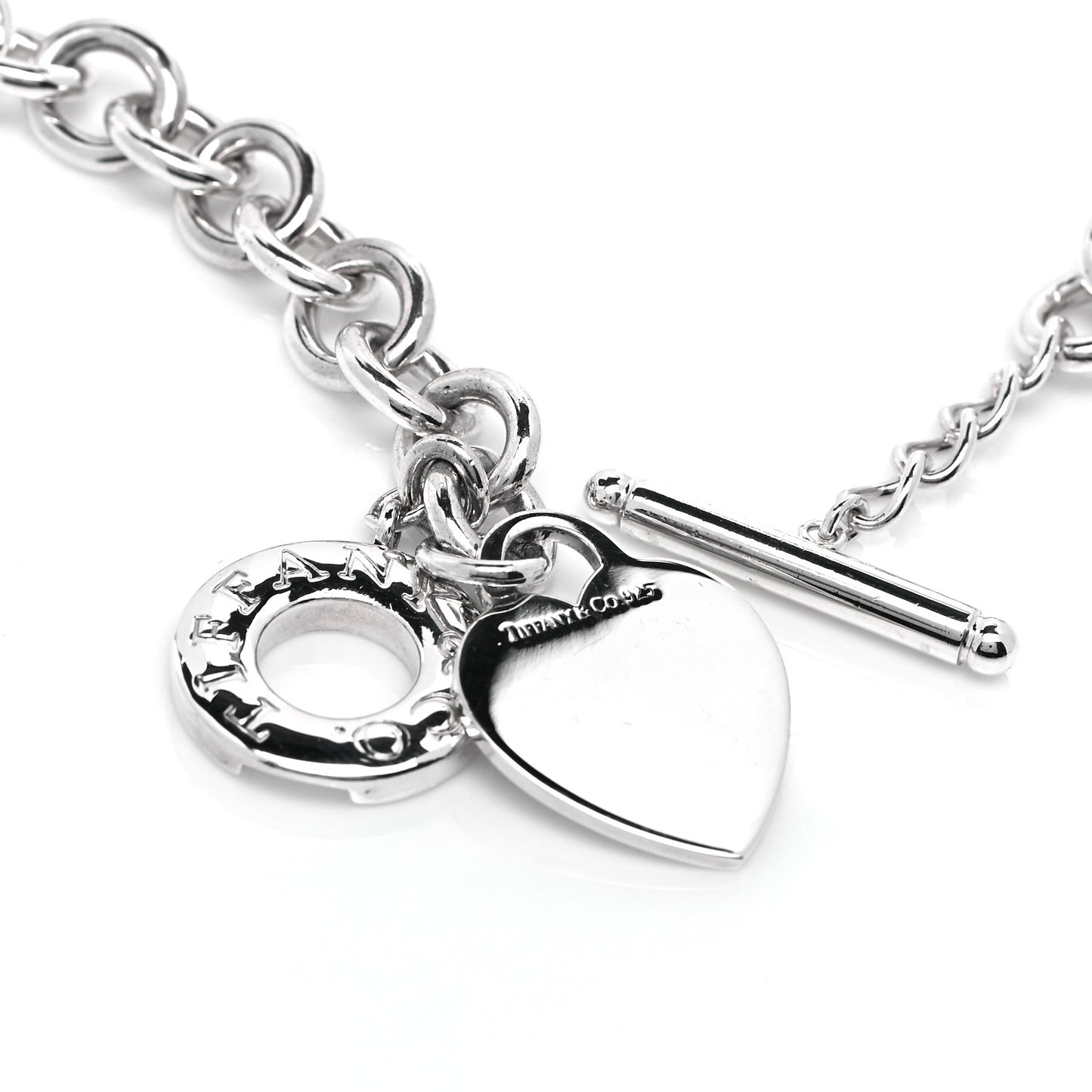 Sterling Silver Heart Tag Toggle Necklace