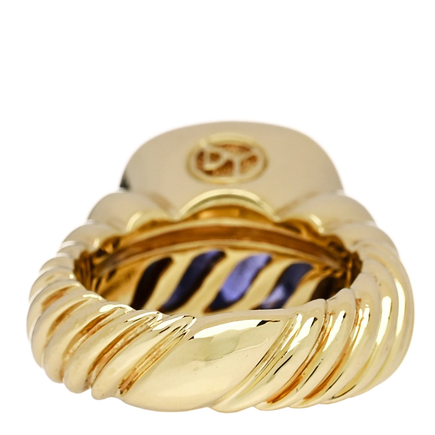 18K Yellow Gold Iolite 14mm Ring 51 5.75