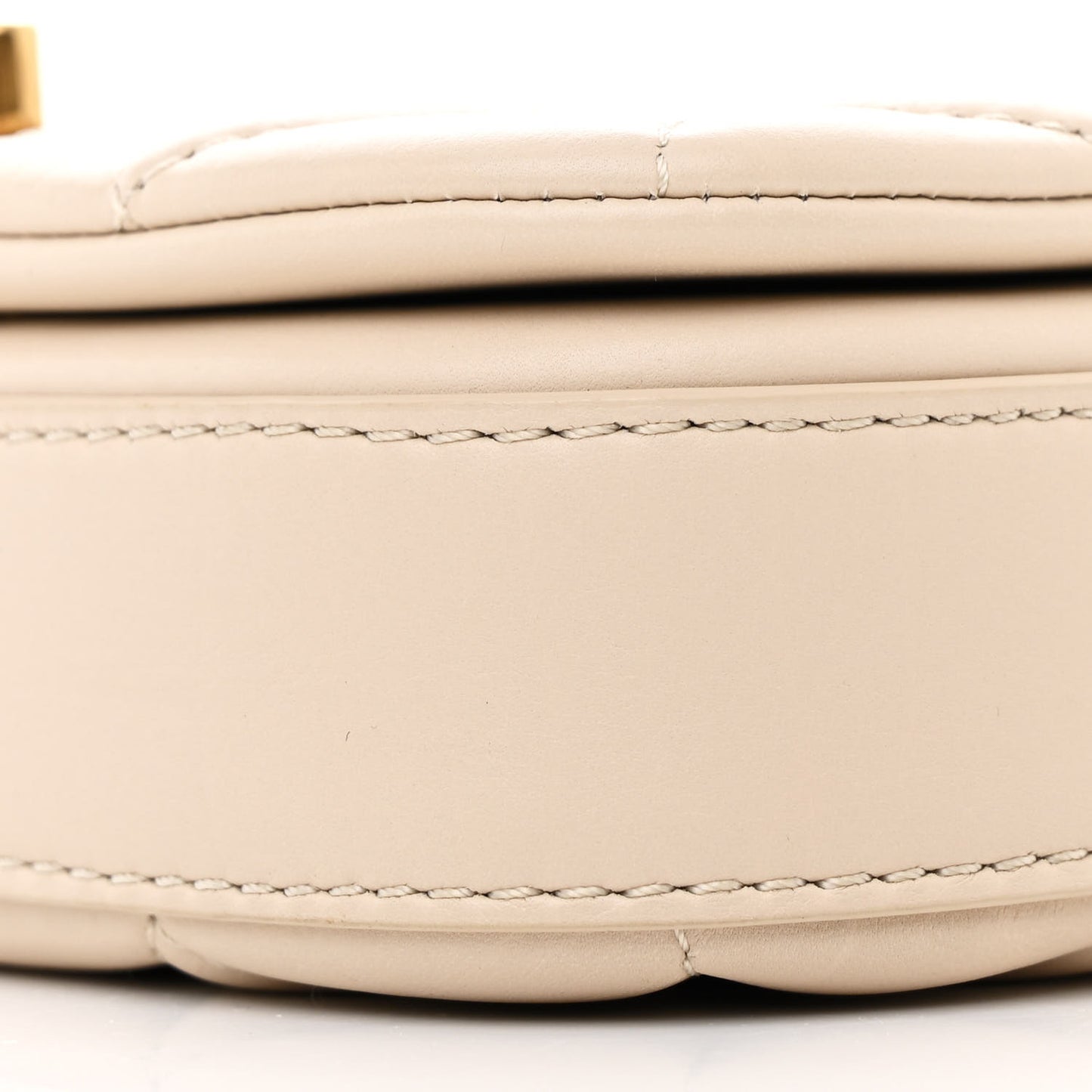 Calfskin Quilted Mini Nailed CC Flap Bag Beige