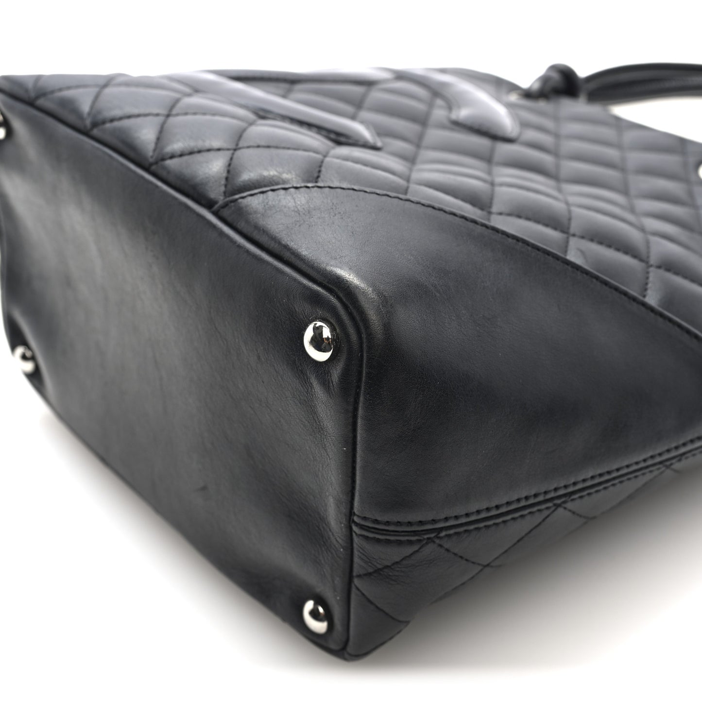 Calfskin Quilted Medium Cambon Tote Black