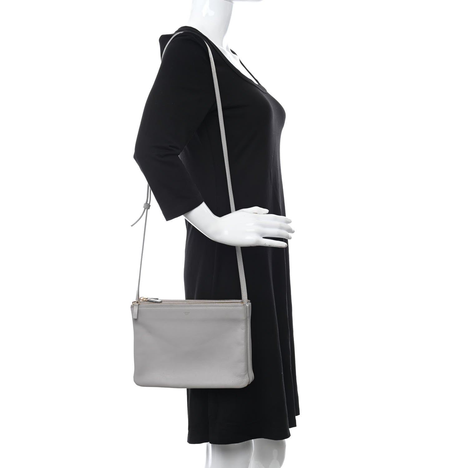 Celine Lambskin Large Trio Crossbody Bag Smoke 2 of 21