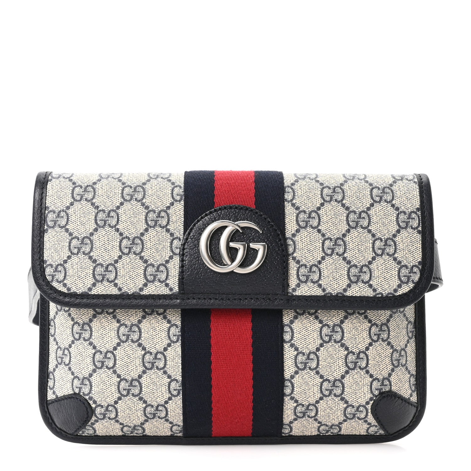 Gucci GG Supreme Monogram Web Small Ophidia Belt Bag 90 36 Beige Navy 1 of 10