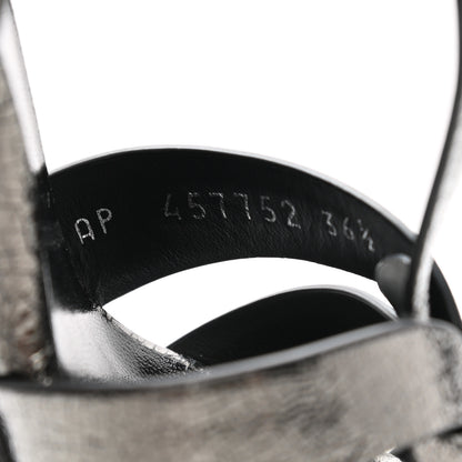 Saint Laurent Metallic Calfskin Tribute 105 Platform Sandals 36.5 black 8 of 9