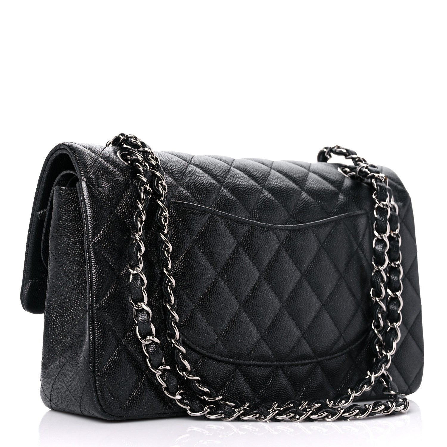 Chanel Metallic Caviar Quilted Medium Double Flap Dark Charcoal 3 of 10