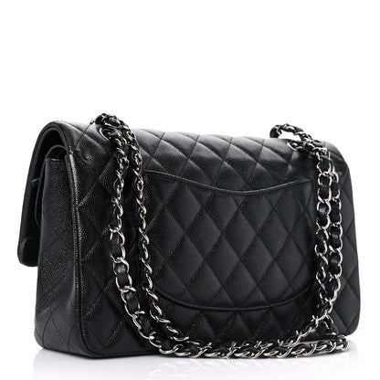 Chanel Metallic Caviar Quilted Medium Double Flap Dark Charcoal 3 of 10