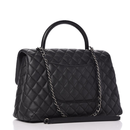 Chanel Caviar Lizard Quilted Medium Coco Handle Flap Black 3 of 10