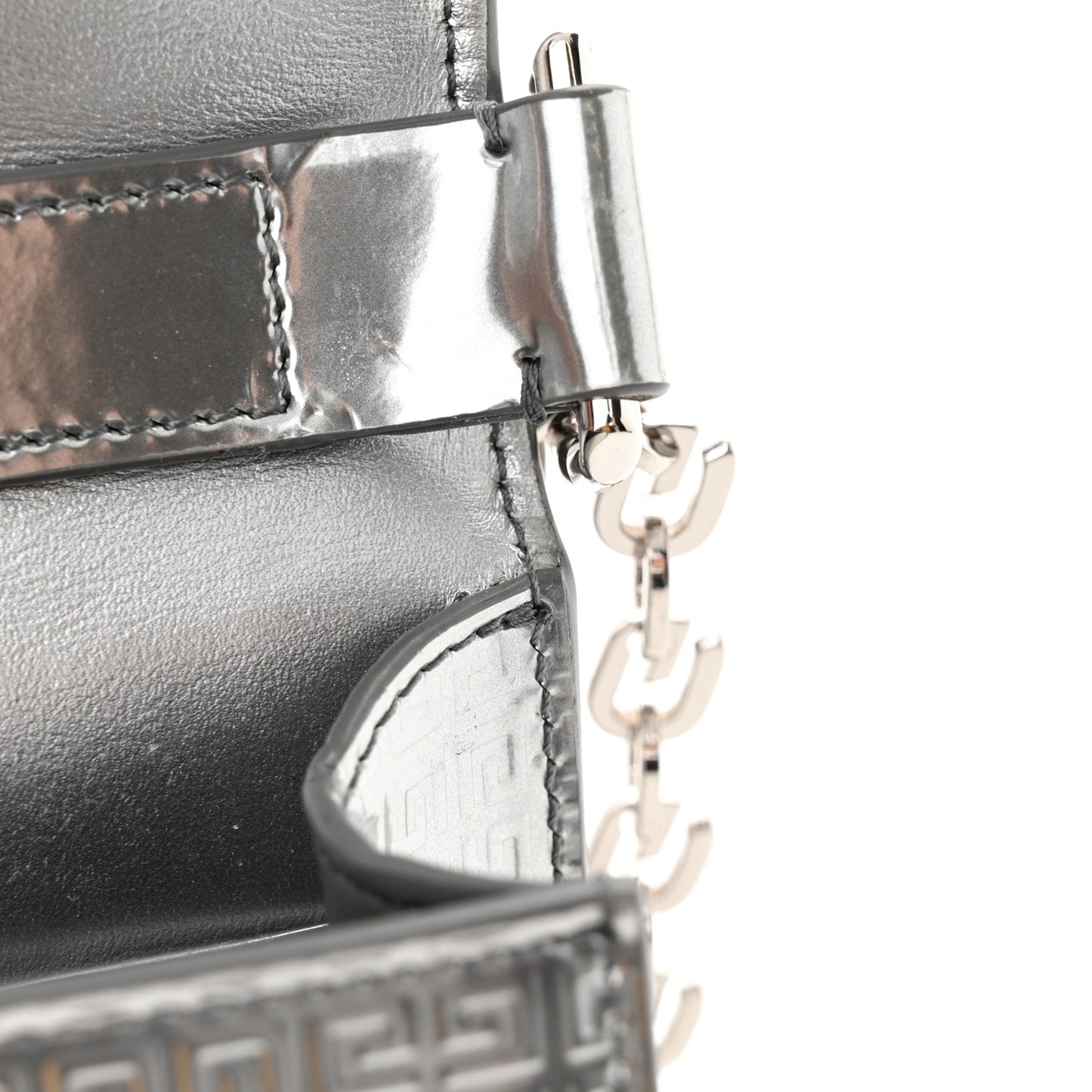 Metallic Calfskin 4G Embossed Small 4G Crossbody Silver