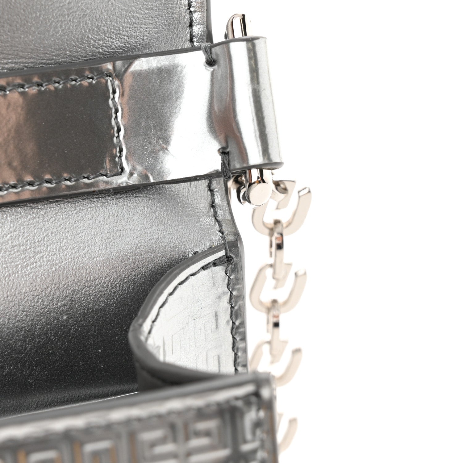 Givenchy Metallic Calfskin 4G Embossed Small 4G Crossbody Silver 7 of 10