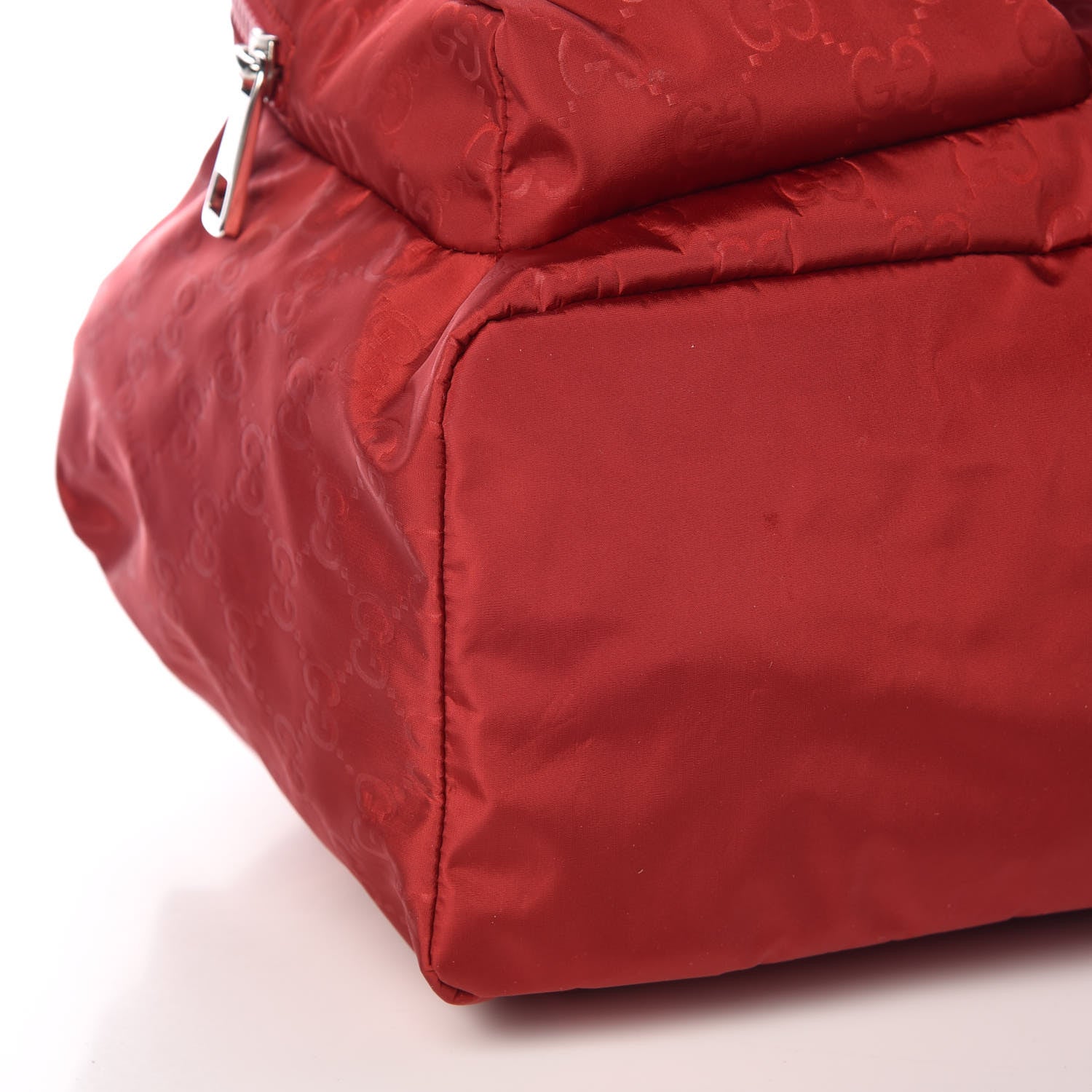 Gucci Nylon Monogram Dollar Calfskin Medium Light Single Buckle Backpack Vibrant Red 8 of 9