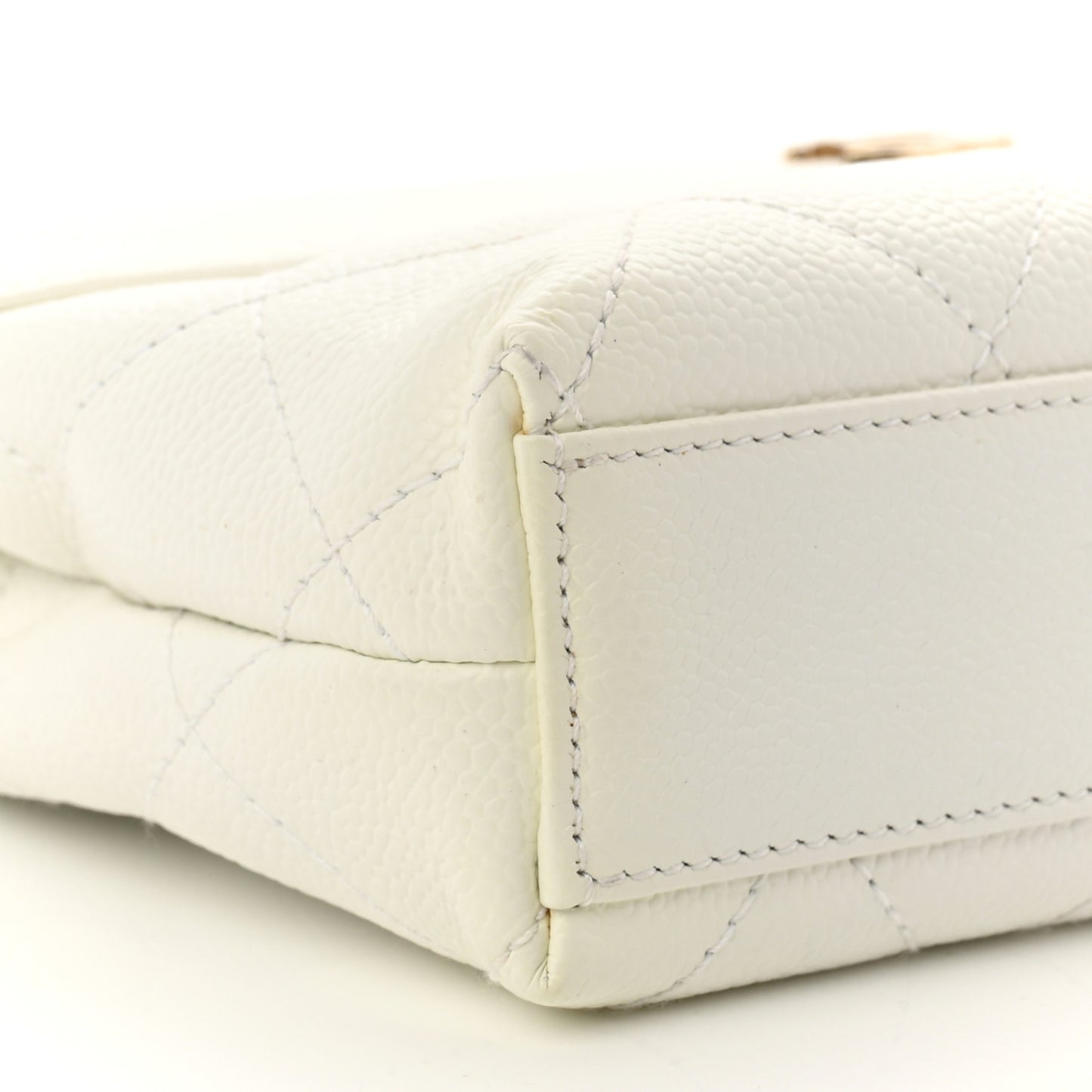 Caviar Quilted Tote With Clutch White