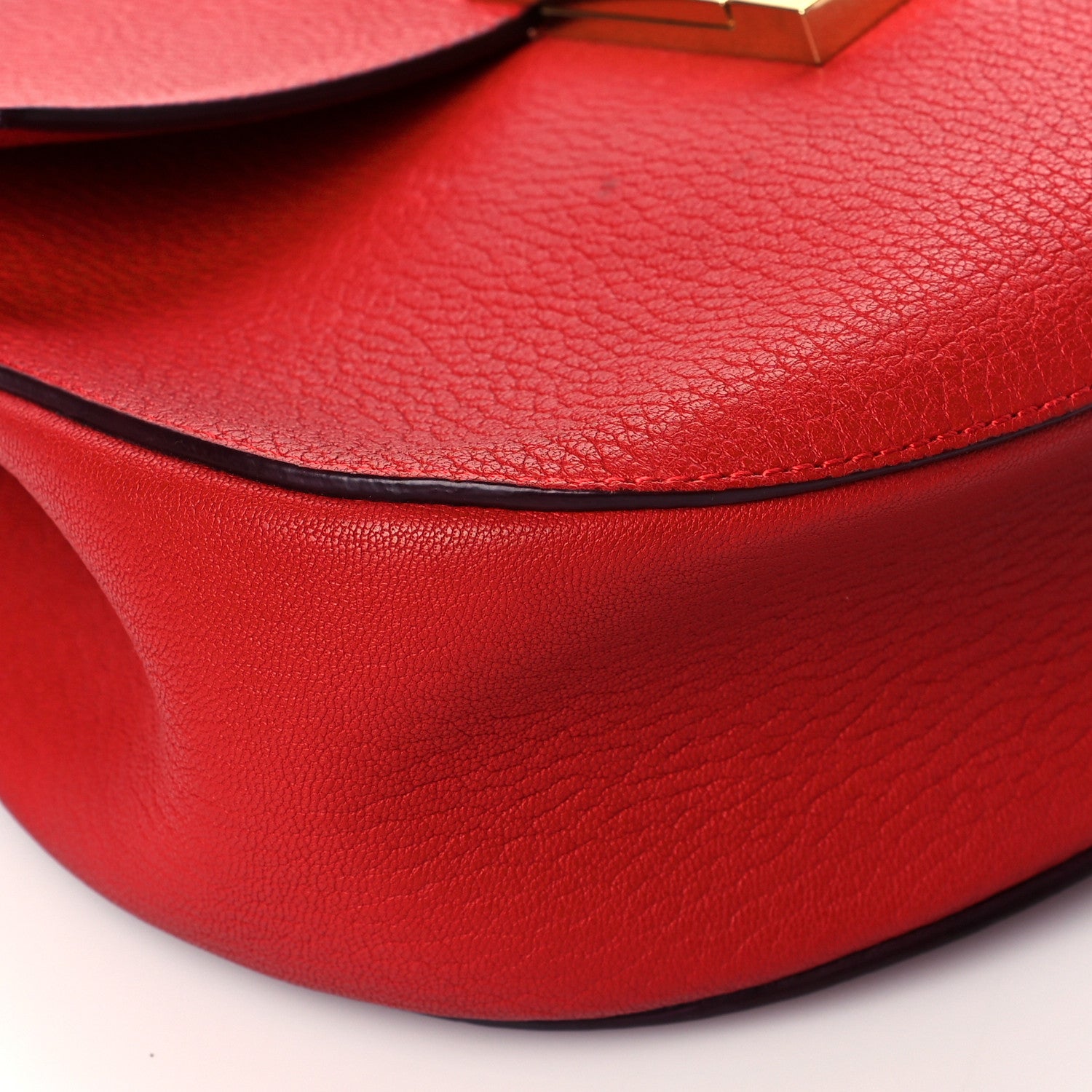 Chloe Grained Lambskin Drew Shoulder Bag Plaid Red 8 of 11