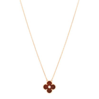 Van Cleef & Arpels 18K Rose Gold Diamond Bulls Eye Vintage Alhambra Pendant Necklace 1 of 3