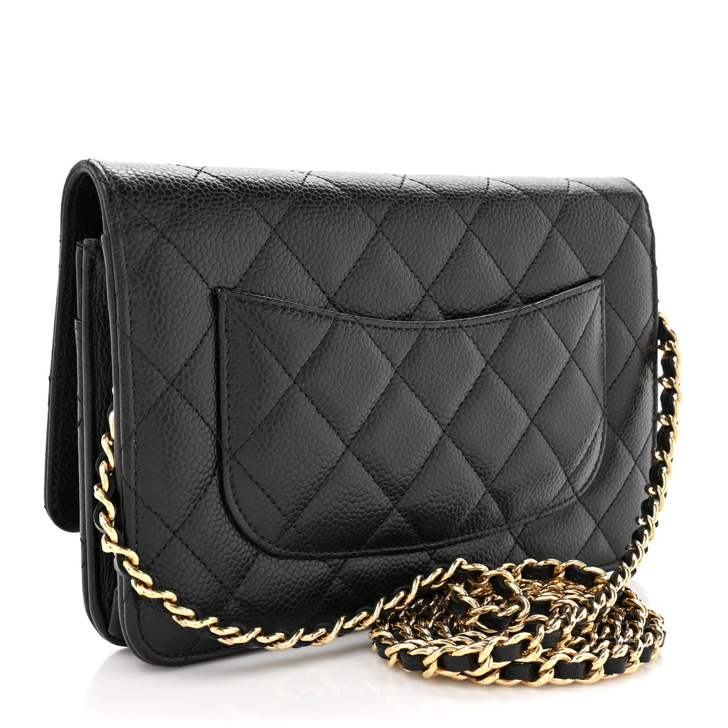 Caviar Quilted Wallet on Chain WOC Black