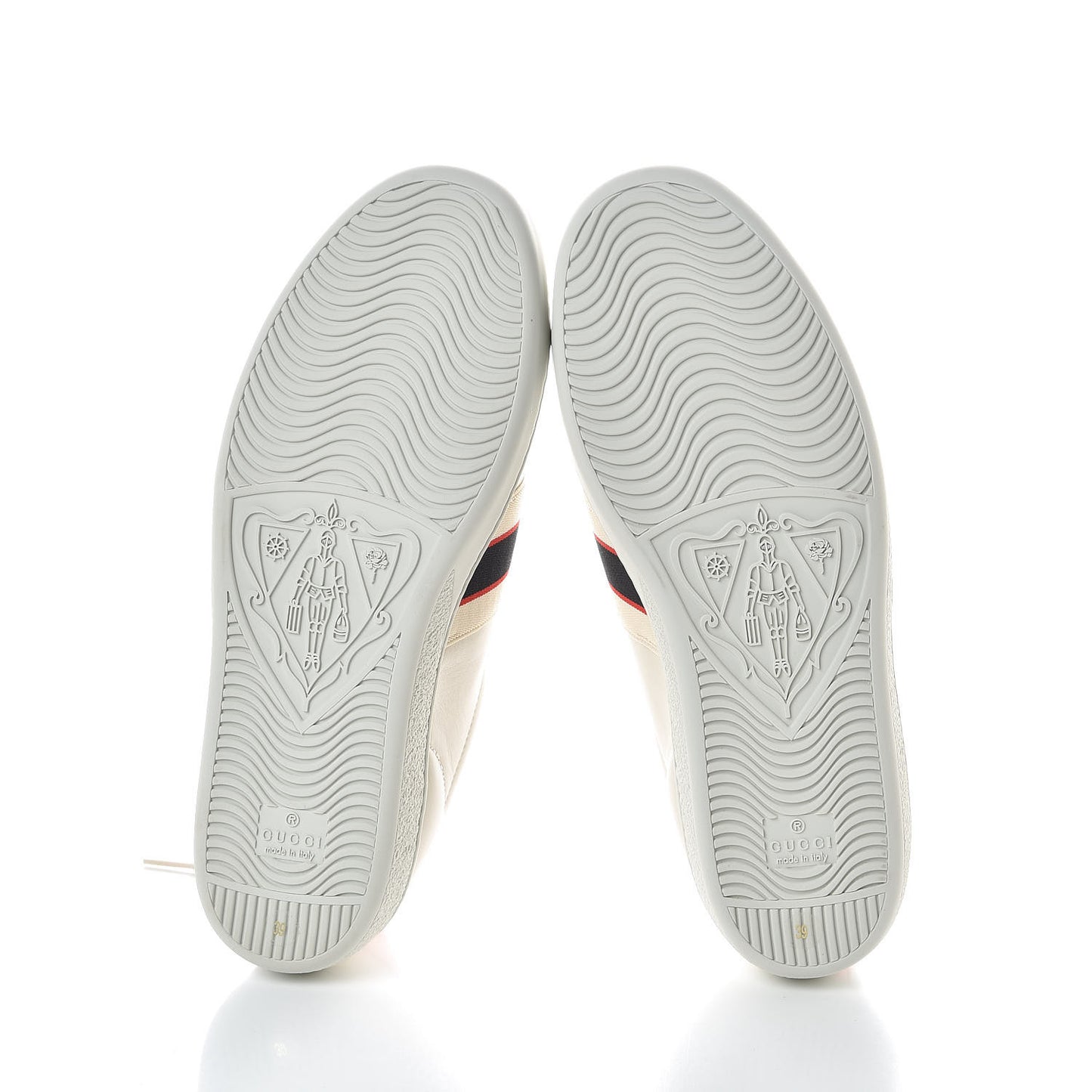 Calfskin Stripe Womens New Ace Sneakers 39 New Mystic White Ecru Red Flame