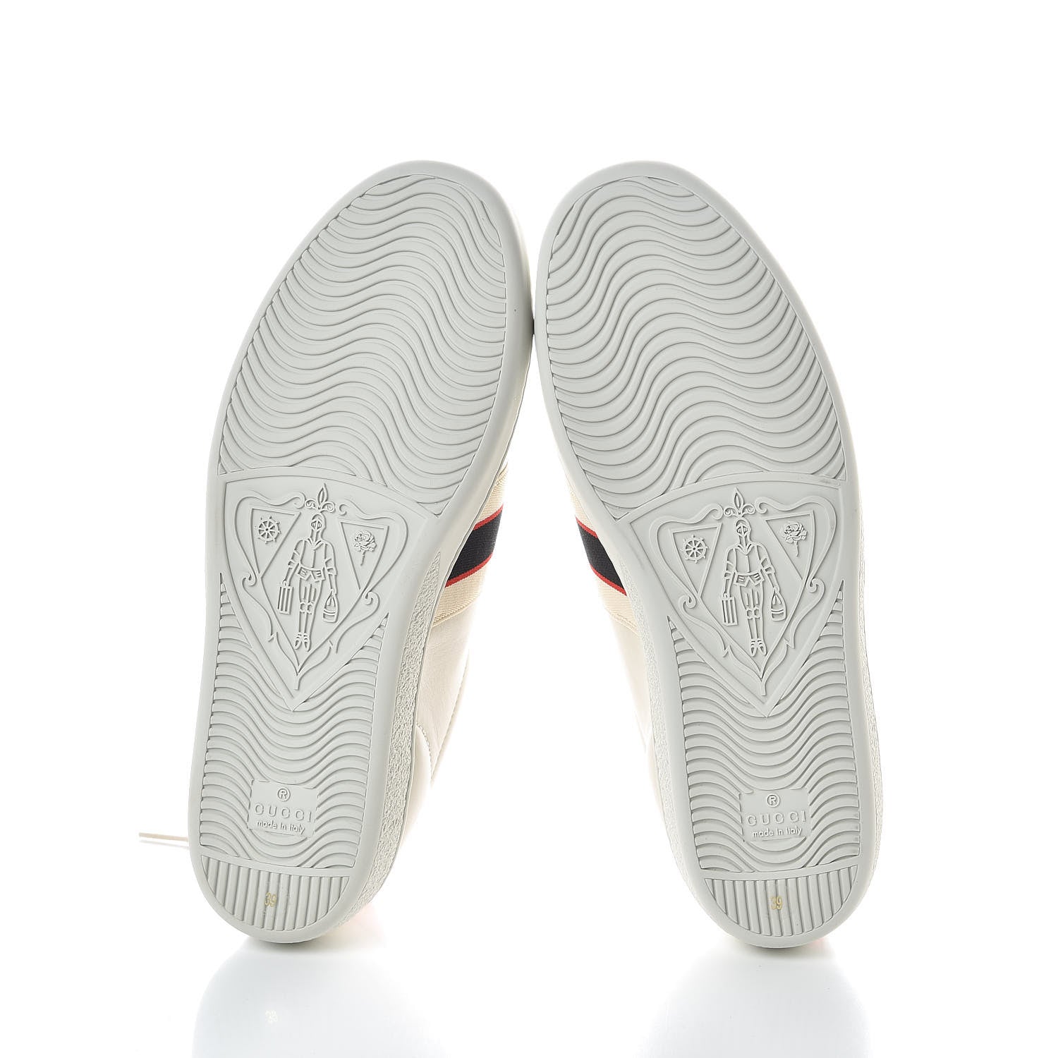 Gucci Calfskin Stripe Womens New Ace Sneakers 39 New Mystic White Ecru Red Flame 7 of 9