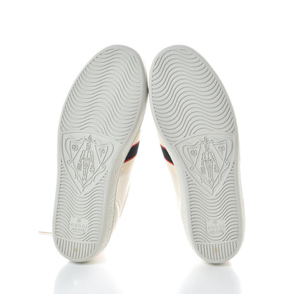 Gucci Calfskin Stripe Womens New Ace Sneakers 39 New Mystic White Ecru Red Flame 7 of 9