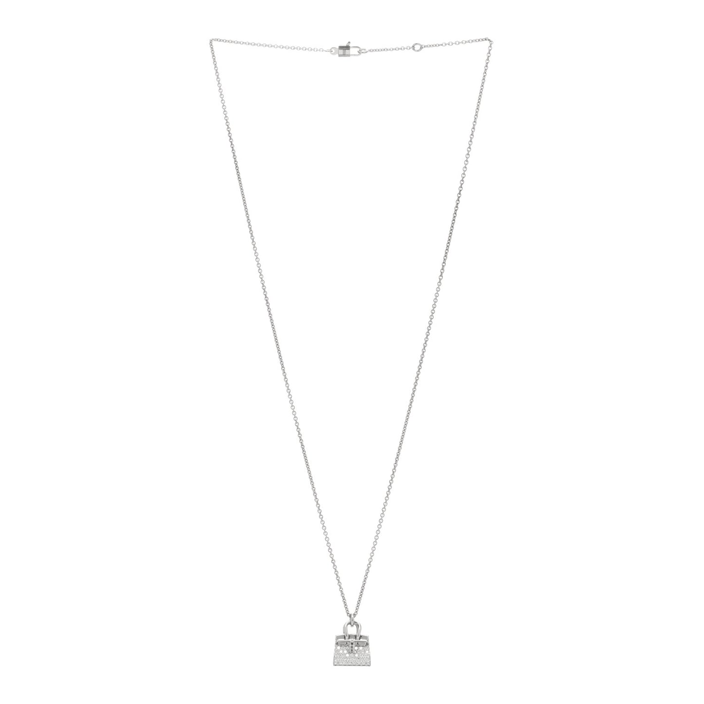 18K White Gold Diamond Birkin Amulette Pendant Necklace