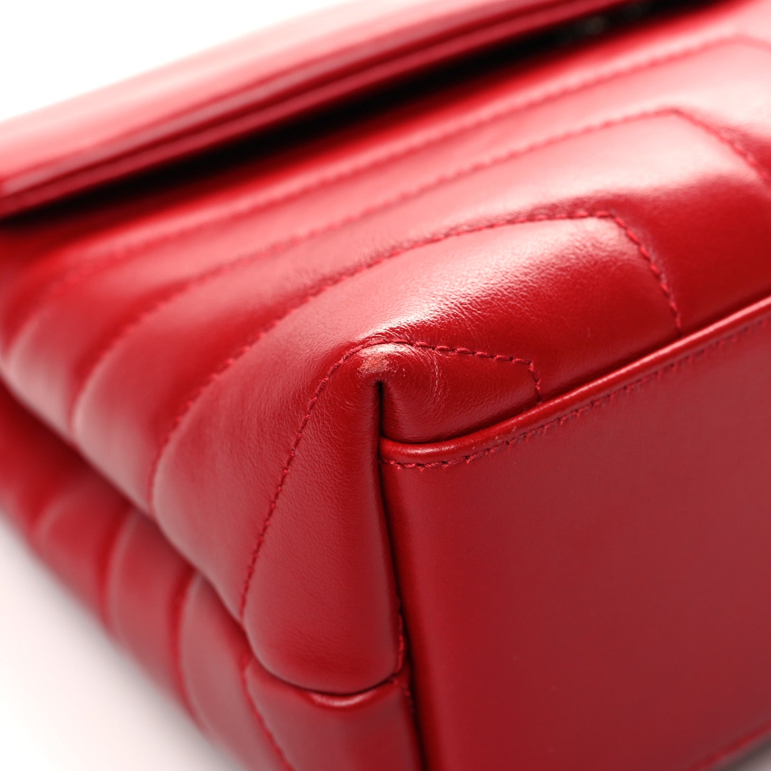 Saint Laurent Calfskin Y Quilted Monogram Small Loulou Chain Satchel Lipstick Red 9 of 12