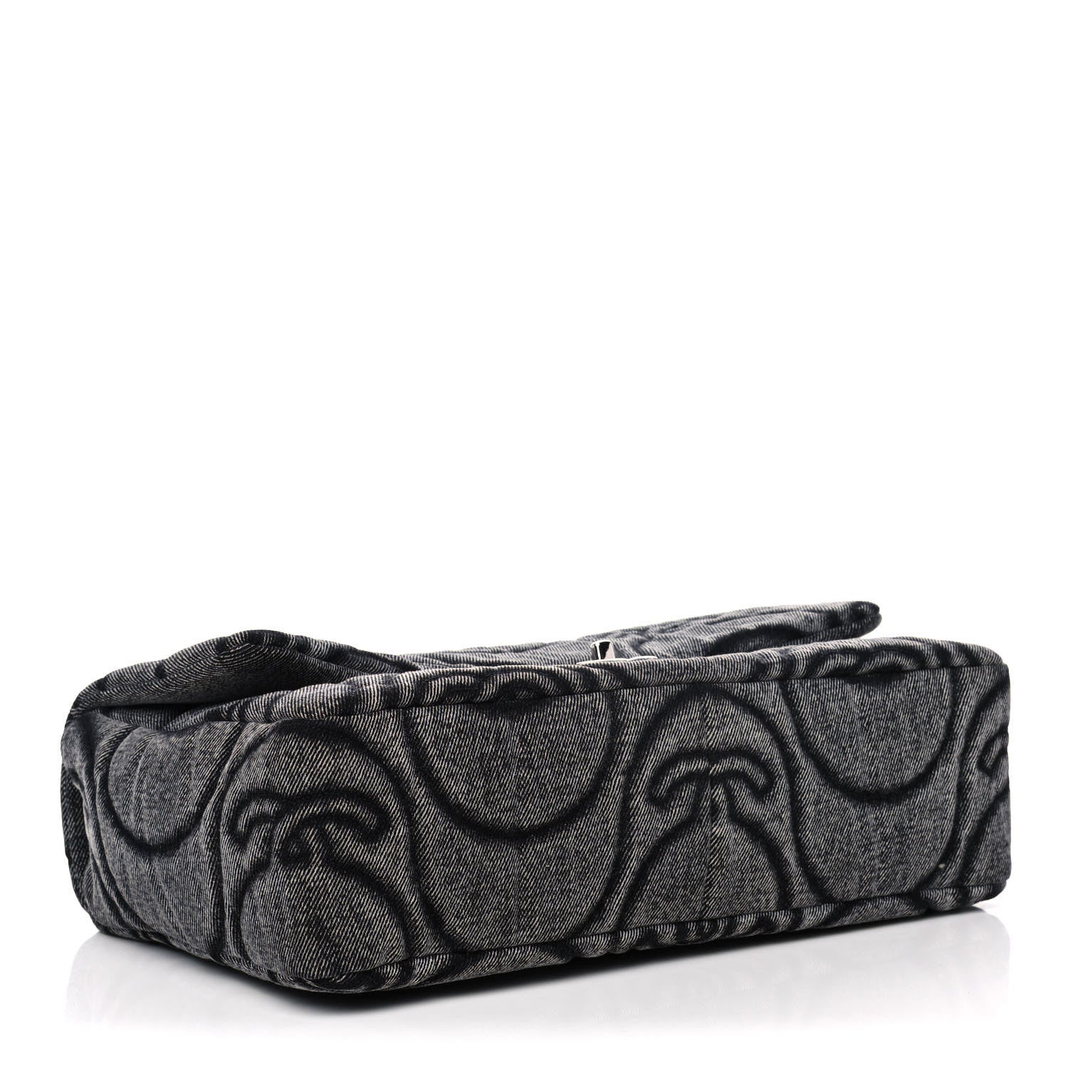 Chanel Denim Embossed CC Logo Print Jumbo Single Flap Grey Black 3 of 10