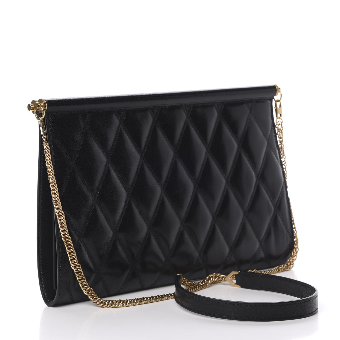 Goatskin Quilted Medium Gem Bag Black